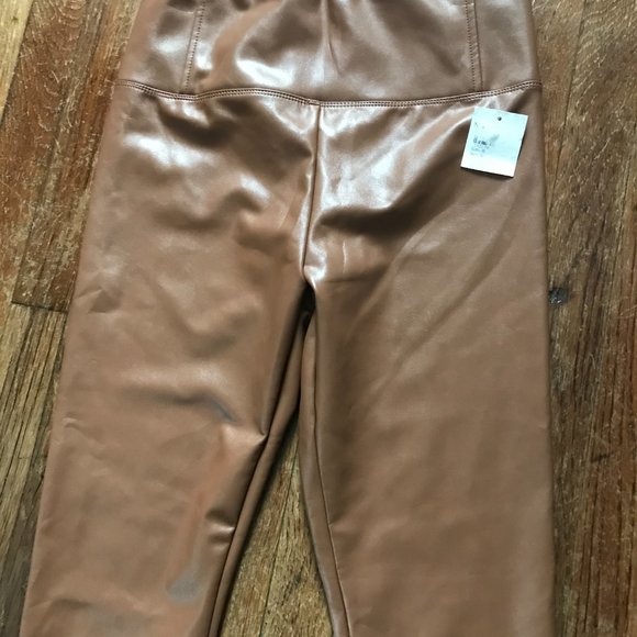 NWT Tibi Brown Faux Leather Leggings High Waist - Picture 11 of 16